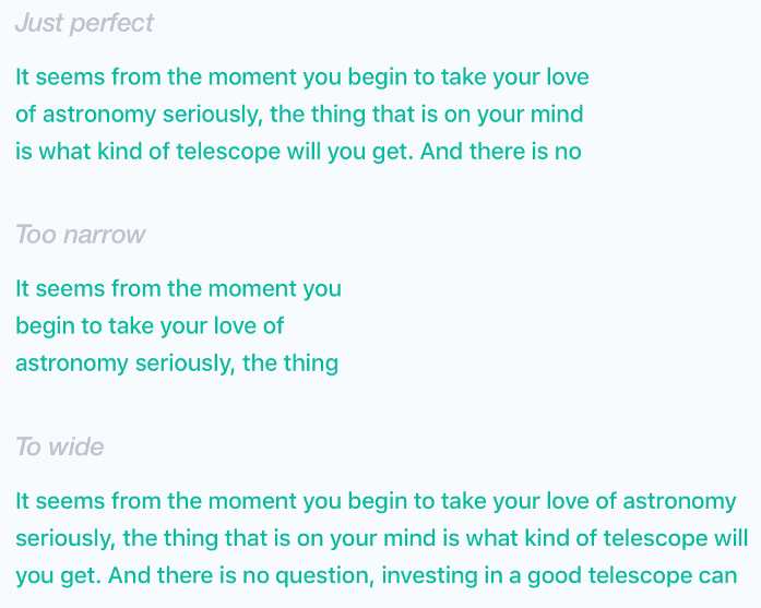Text block width